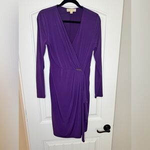 Michael Kors Purple Faux Wrap Sheath Dress